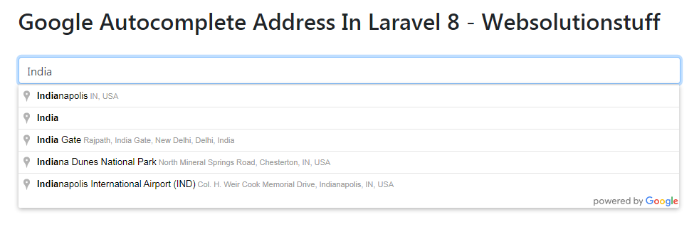 google autocomplete address in laravel 8