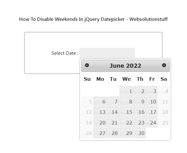 how_to_disable_weekend_in_jquery_datepicker_output
