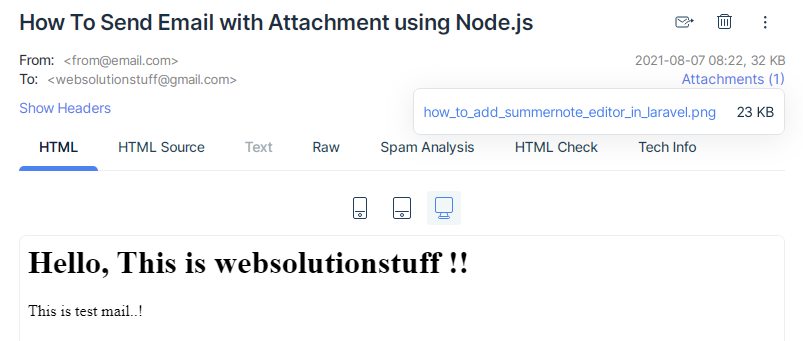 How To Send Email with Attachment using Node.js
