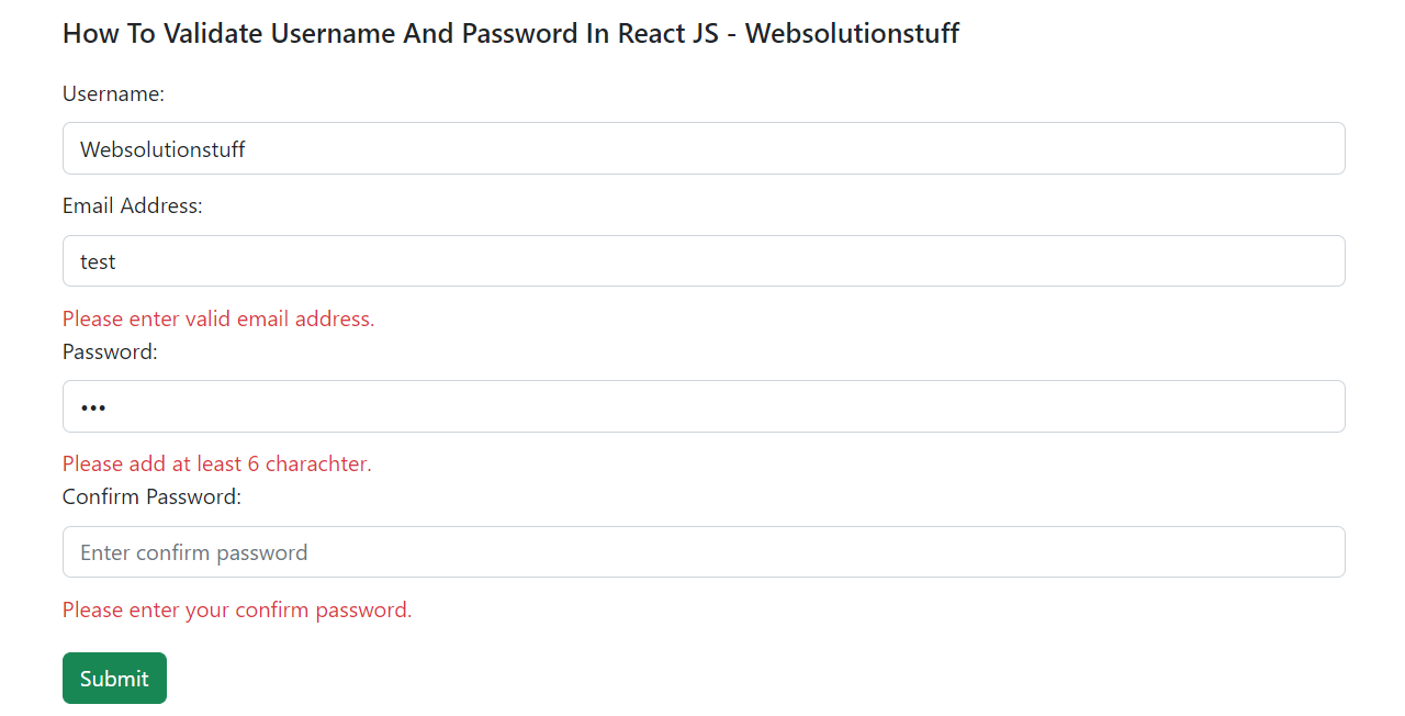 how_to_validate_username_and_password_in_react_js_output